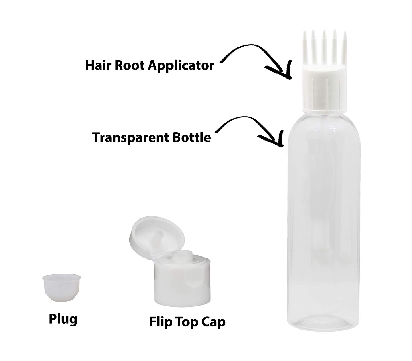 PHARCOS 100ml Hair Root Applicator Bottle with Flip Top Cap - Transparent White for Hair Oil, Shampoo & DIY Care - Perfect for Scalp Treatment, Essential Oils & Travel Use