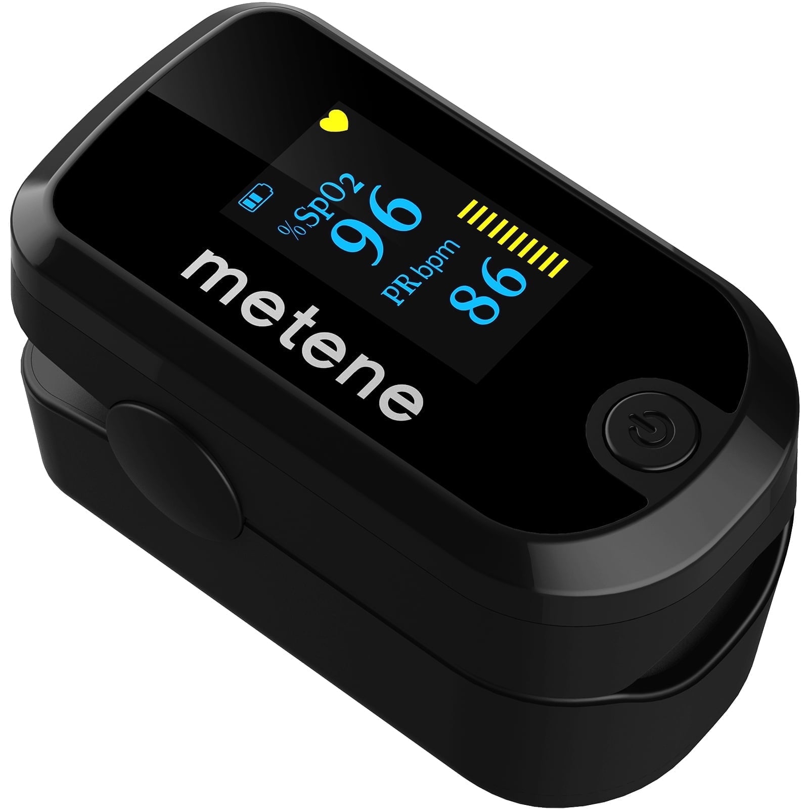 Metene Fingertip Pulse Oximeter with OLED Display - Accurate Blood Oxygen Saturation (SpO2) & Heart Rate Monitor - Includes Batteries & Lanyard - Portable for Home Use, Travel, and Sports Activities
