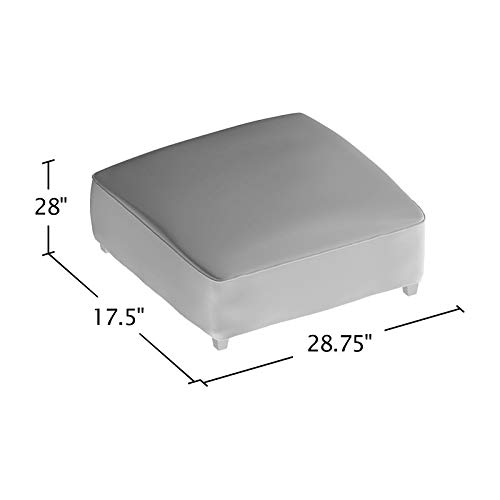Furniture of America Verdugo Transitional Fabric Ottoman in Light Gray - Stylish Footrest & Storage Bench for Living Room, Bedroom & Home Decor