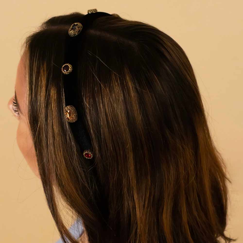 Elegant Crystal Velvet Baroque Headband for Women - Vintage Hair Accessories for Weddings, Parties & Special Occasions