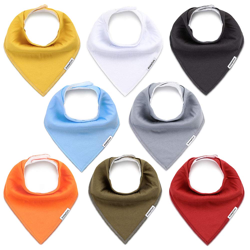 KiddyCare Baby Bandana Bibs for Girls & Boys - Soft Drool Bibs & Teething Bibs, Unisex 0-6 Months (8-Pack) - Perfect for Feeding, Drooling & Teething Babies