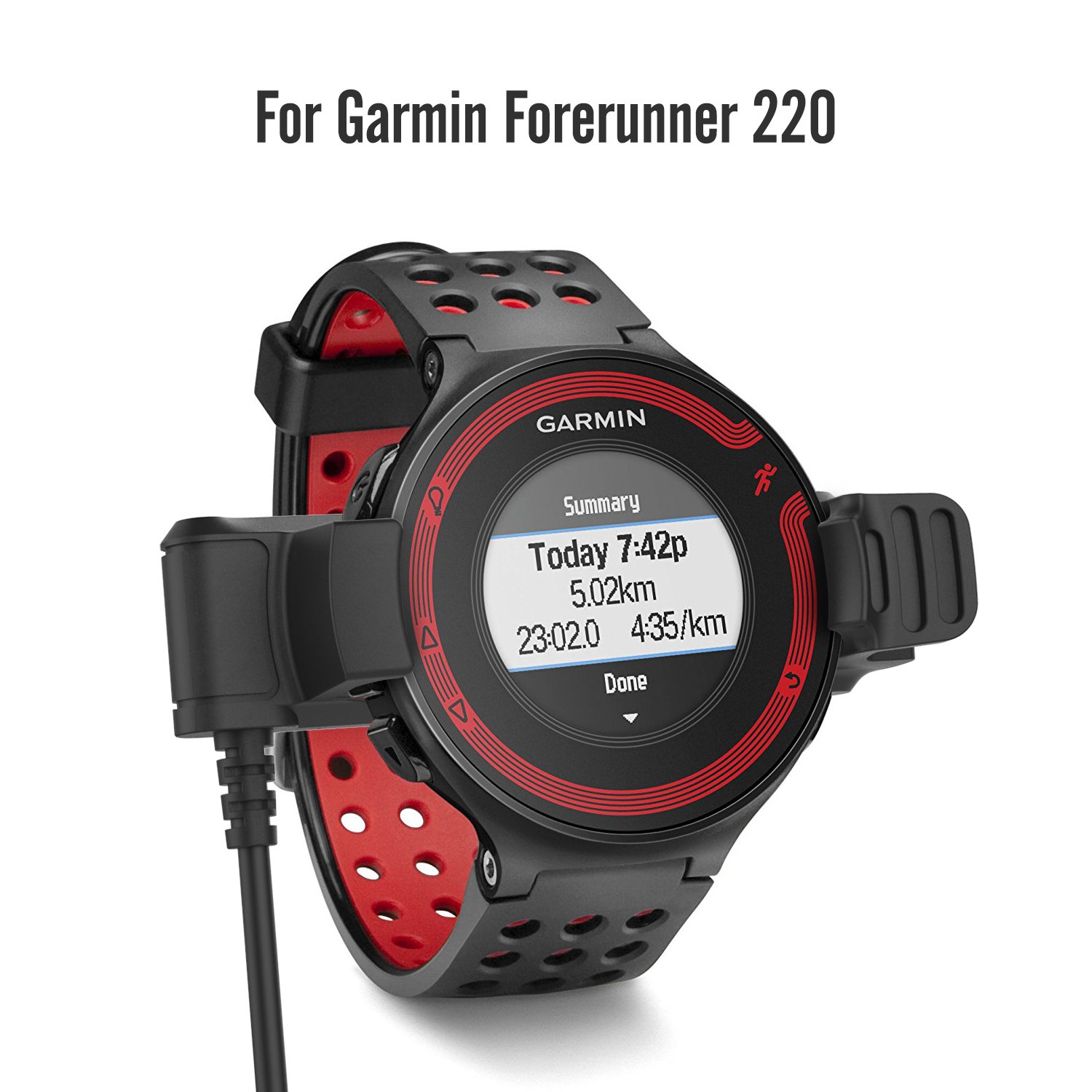 MoKo USB Charger Dock for Garmin Forerunner 220 - Black Sync Charge Cradle with 1M Cable | Perfect for Charging & Data Transfer of Your Forerunner 220 Smartwatch at Home, Office or Travel