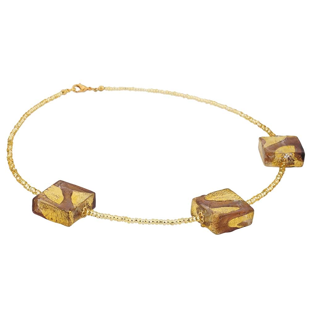 Venetian Murano Glass Royal Purple Square Pendant Necklace - Handcrafted Italian Jewelry for Women, Perfect for Weddings & Special Occasions