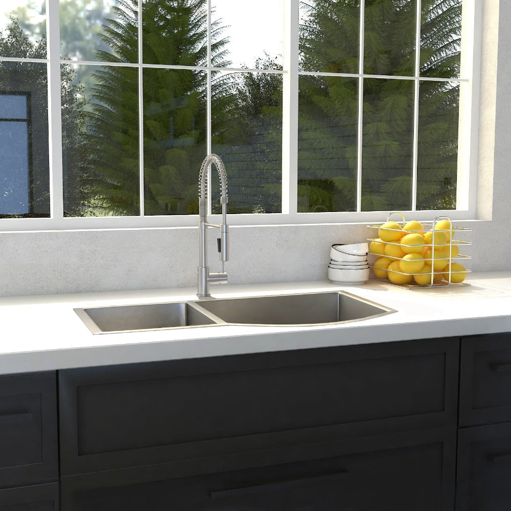 ZLINE SC70D 33 33-Inch Undermount Double Bowl Stainless Steel Kitchen Sink with Bottom Grid - Durable & Stylish for Modern Kitchens, Perfect for Meal Prep & Cleanup