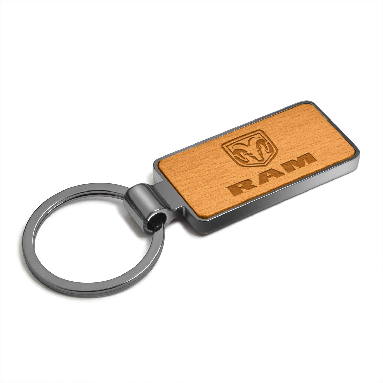 Premium Laser Engraved Maple Wood Keychain with Gunmetal Frame - Perfect for RAM Truck Owners, Car Keys, Gifts & Everyday Carry Accessories