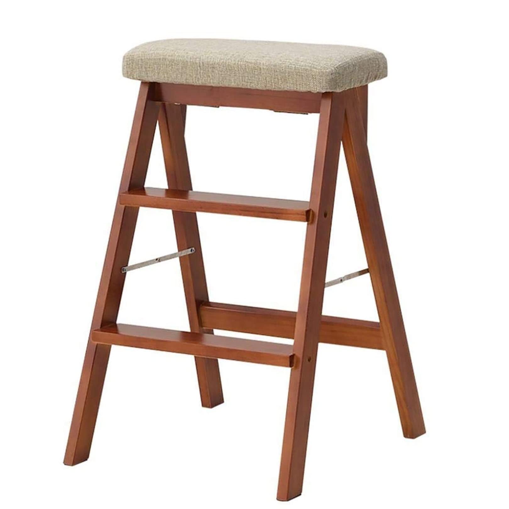 Foldable Step Stool for Adults - Solid Wood Kitchen Stool, Portable Ladder Stool, Ottoman Footrest - Perfect for Home, Kitchen, Bathroom & Office Use