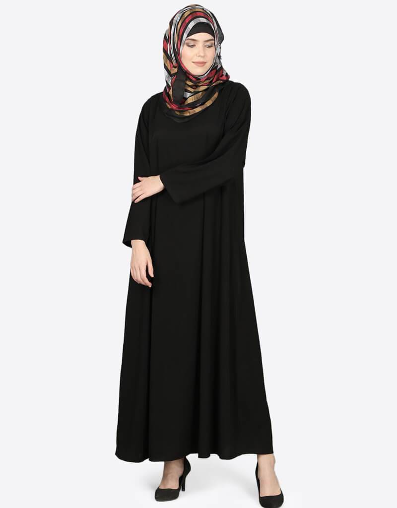 Black Arabic Basic Plain Casual Abaya for Women - Modest Islamic Dress for Prayer, Daily Wear & Special Occasions