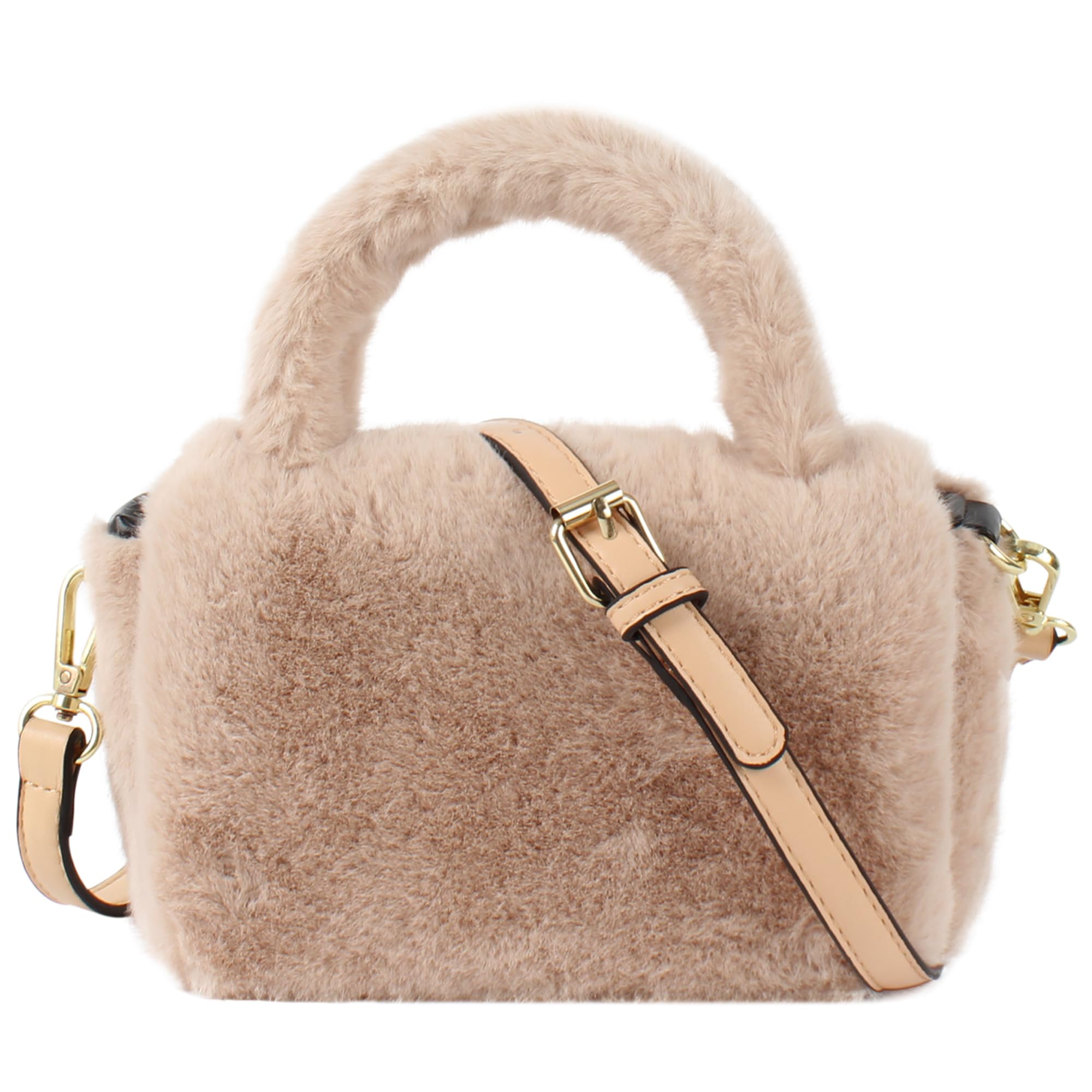Heidi Women's Faux Fur Winter Shoulder Bag - Stylish Barrel Shaped Drawstring Satchel Purse for Women | Perfect for Work, Travel & Casual Outings