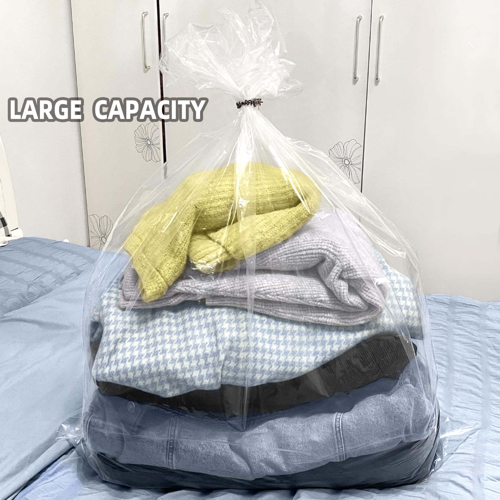 32x42 Inches Large Clear Plastic Storage Bags - 5 Pack Jumbo Heavy Duty Storage Bags for Blankets, Comforters, Duvets, Pillows & Seasonal Clothes | Space Saving Solution for Home Organization & Closet Storage