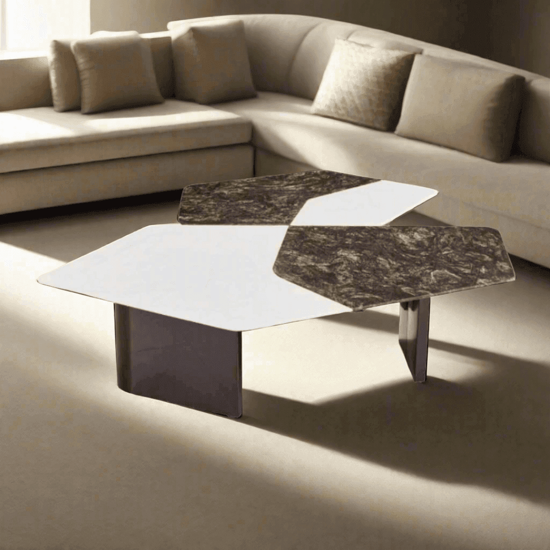 Gabriella Cultured Marble Nesting Coffee Table Set - Modern Living Room Furniture for Small Spaces | Perfect for Apartments, Condos & Cozy Home Decor