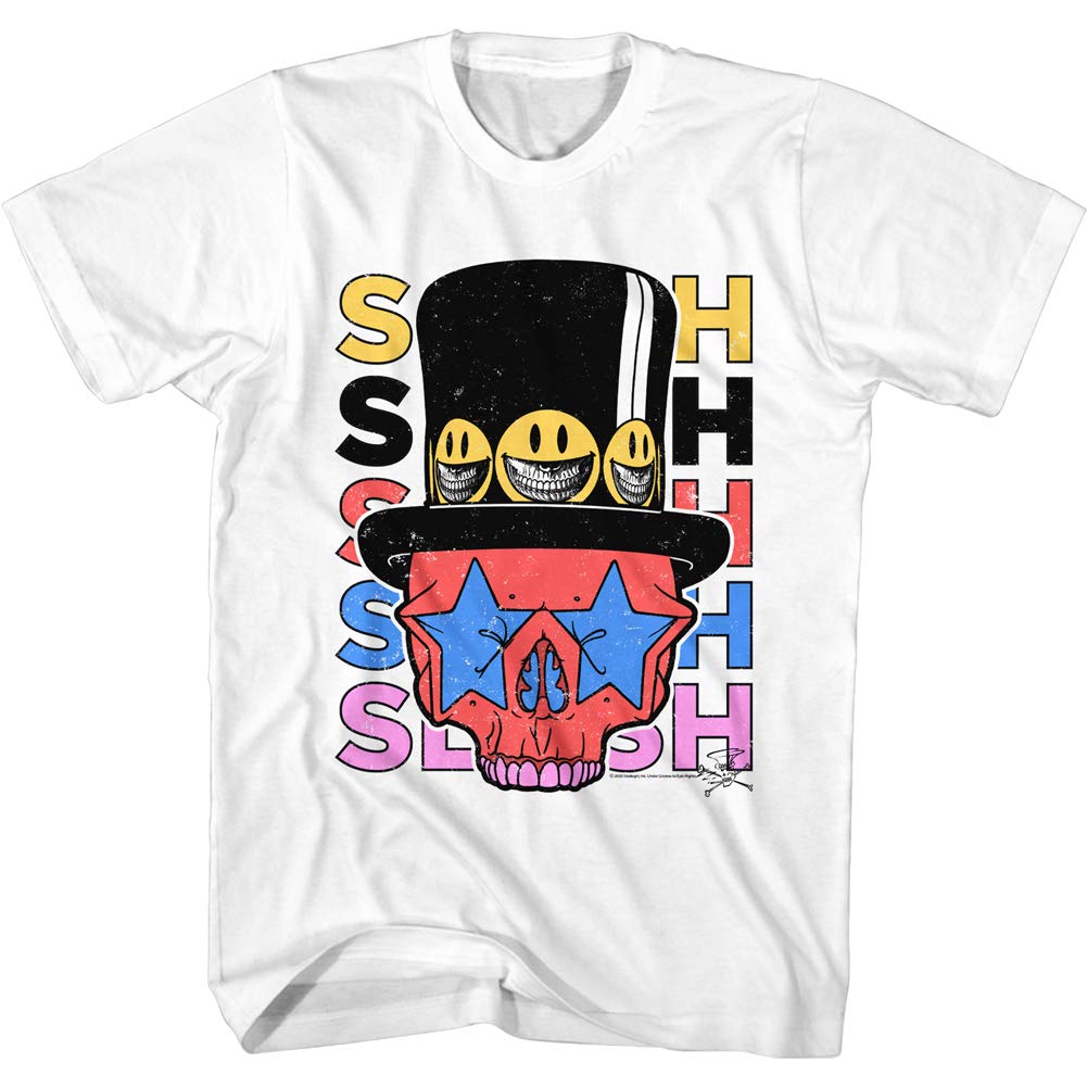 American Classics Slash Musician Skull & Bones Hat Smiley Faces Graphic Short Sleeve T-Shirt for Men - Perfect for Concerts, Rock Music Events & Casual Streetwear