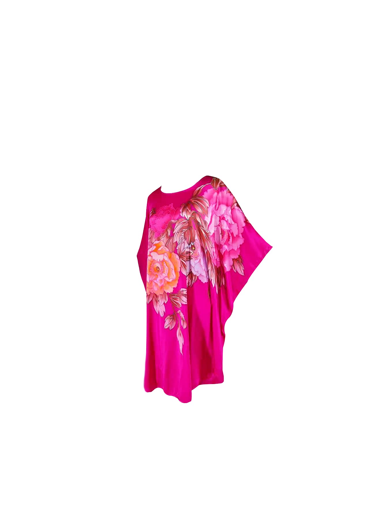Luxury 100% Silk Pajamas for Women - Floral Print Silk Kimono Robe with Doll Sleeves - Elegant Loungewear & Bridal Shower Gift for Spa Nights and Relaxation at Home