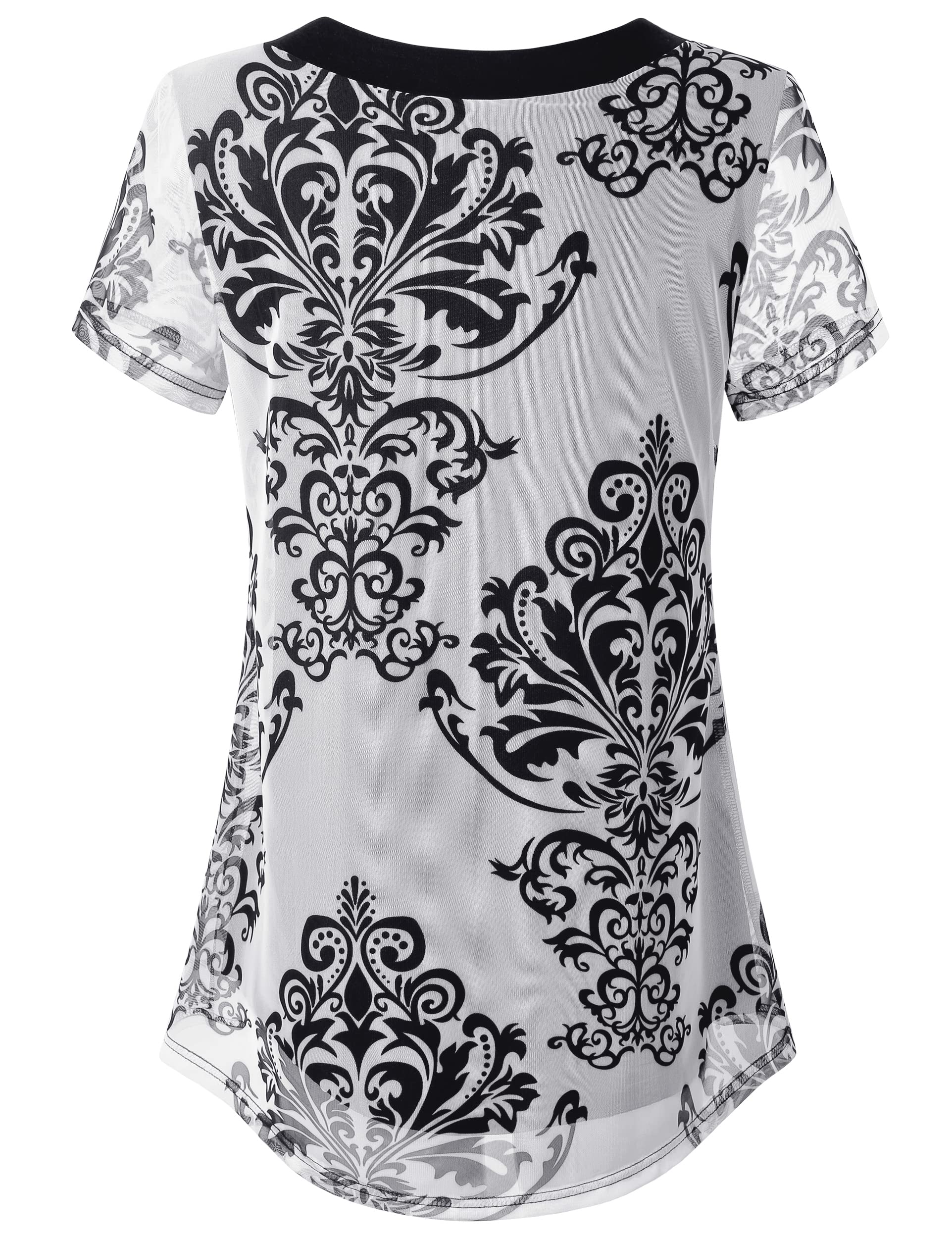 SeSe Code Women's Pleated Stretch Mesh Blouse - Short Sleeve Breathable Flowy Shirt for Work, Casual & Summer Outfits