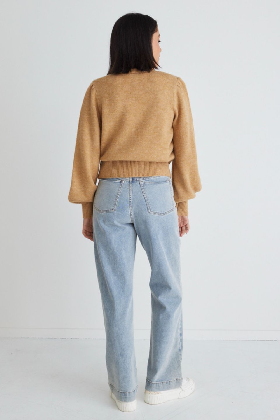Stylish Gold Cropped Knit Cardigan for Women - Trendy Fall Layering Piece for Office Wear & Date Nights