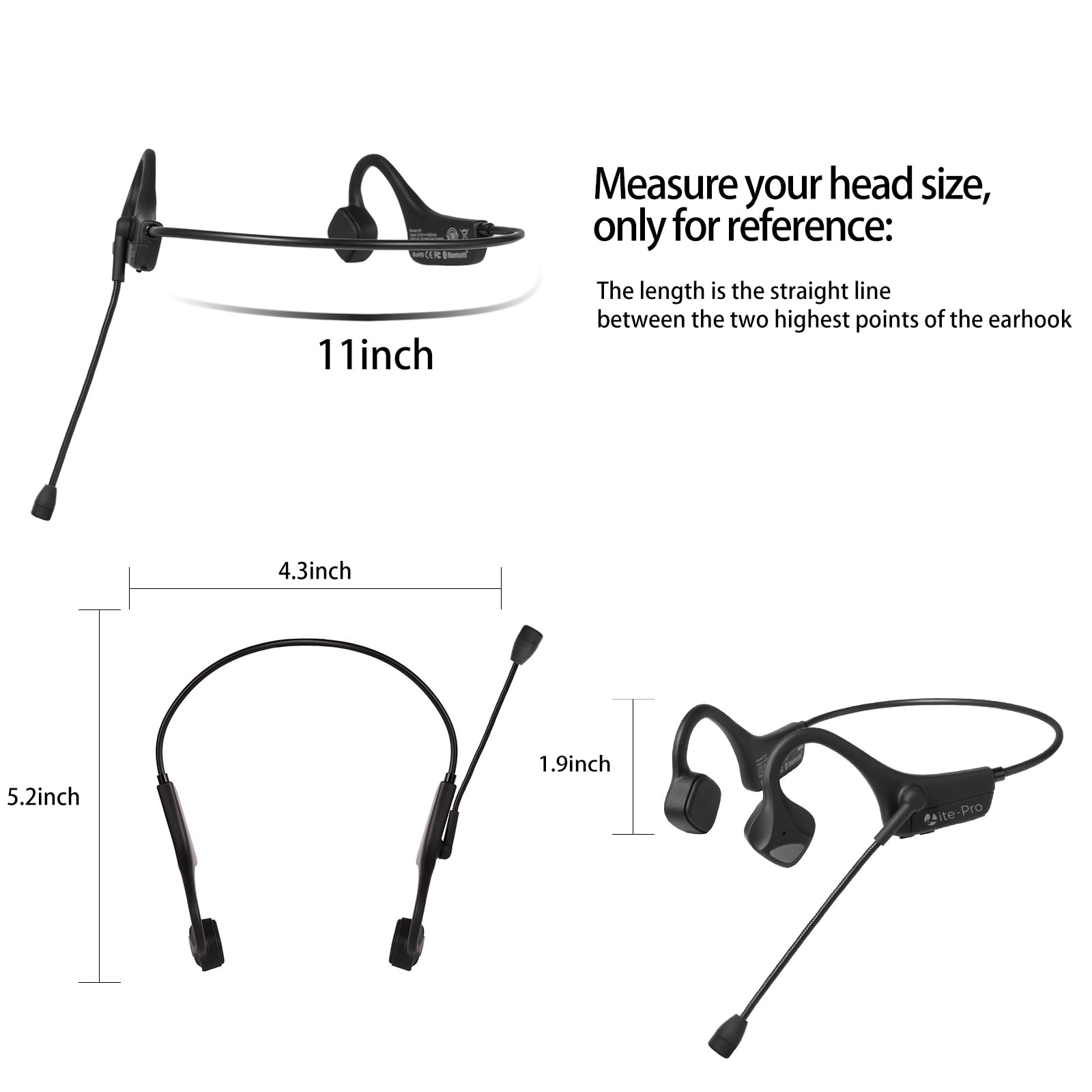 Wireless Bluetooth Headset with Microphone - Open Ear Noise Cancelling Headphones, Bluetooth 5.0 Multipoint Connectivity, Sweatproof for Workouts, Driving & Conference Calls | Perfect for Office, Gym & Online Meetings
