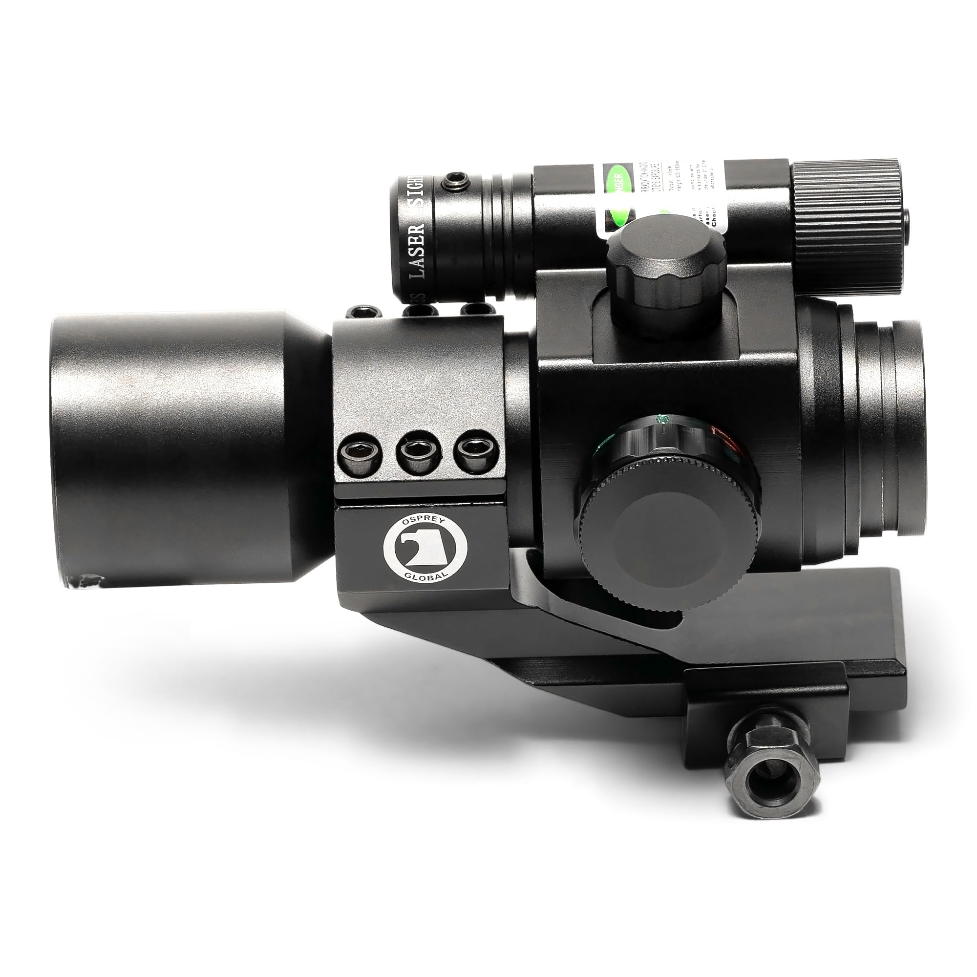 Osprey Global OSP-RD-FO-GL Fiber Optic Red Dot Sight with Green Laser - Compact Rifle Scope with Cantilever Mount for Hunting, Tactical Shooting & Outdoor Adventures