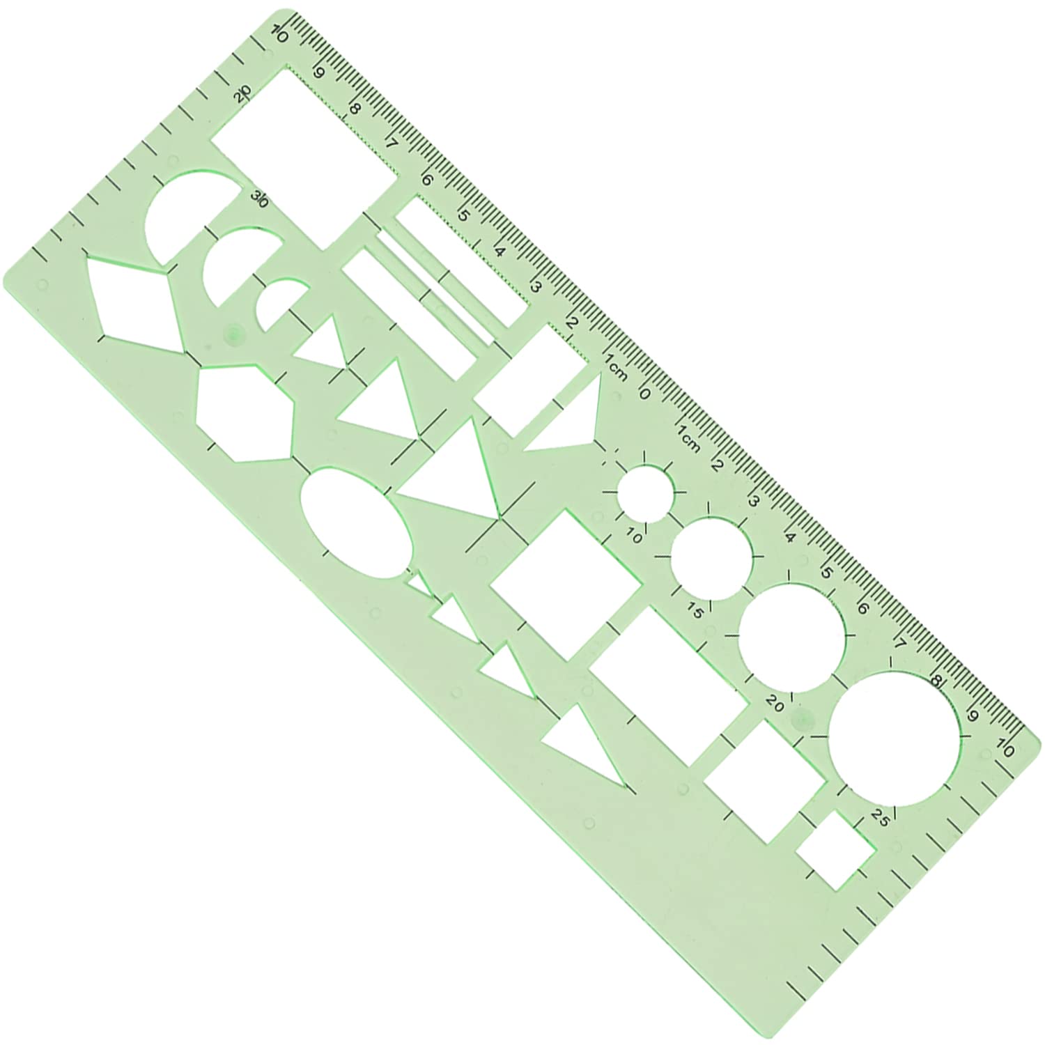 Utoolmart Clear Green Plastic Measuring Templates - Geometric Drawing Rulers for Office, School & Construction (1-Piece) | Perfect for Architects, Engineers & Students