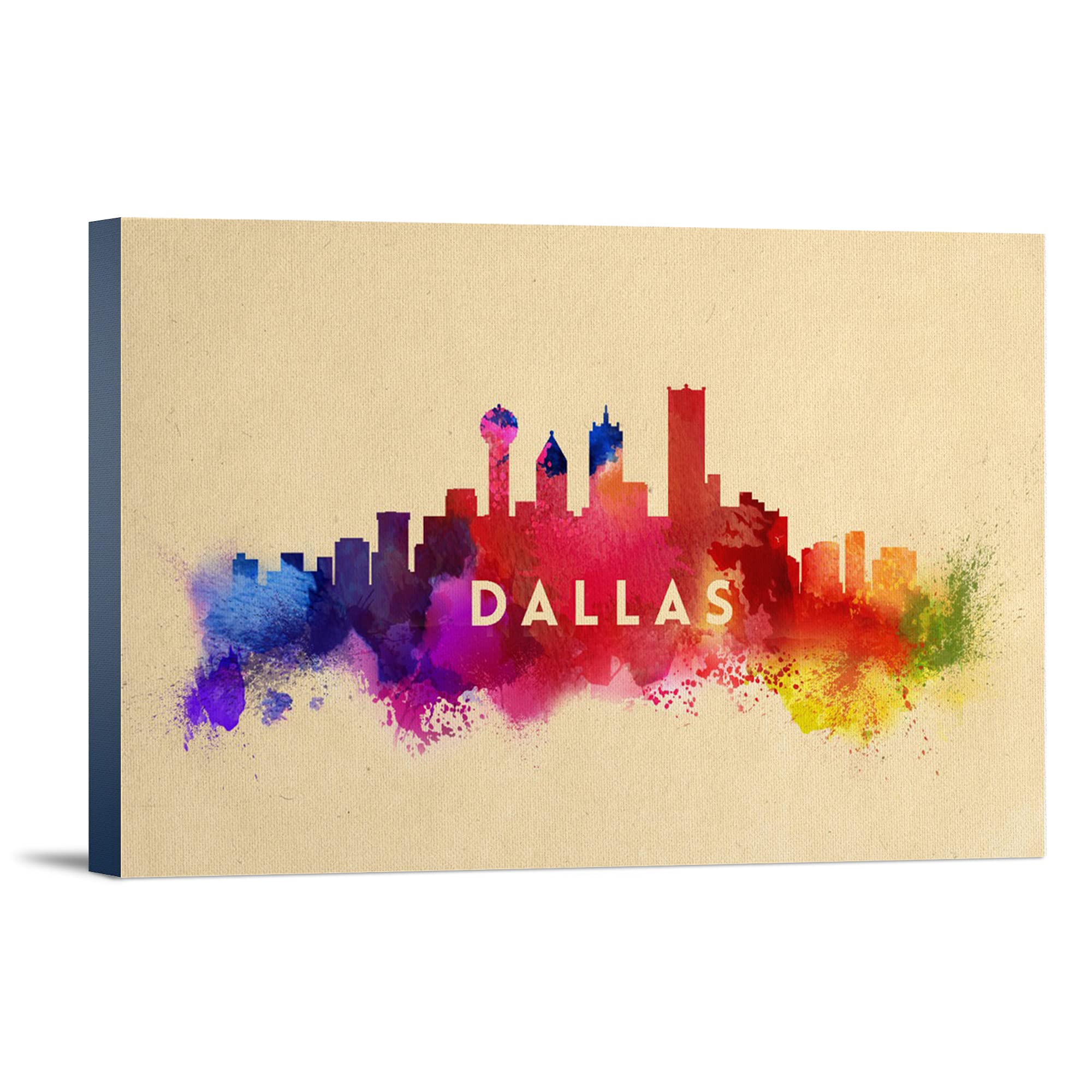 Lantern Press Dallas Texas Skyline Abstract Art - 16x24 Wrapped Canvas Wall Decor for Living Room, Bedroom & Office | Modern Home Artwork