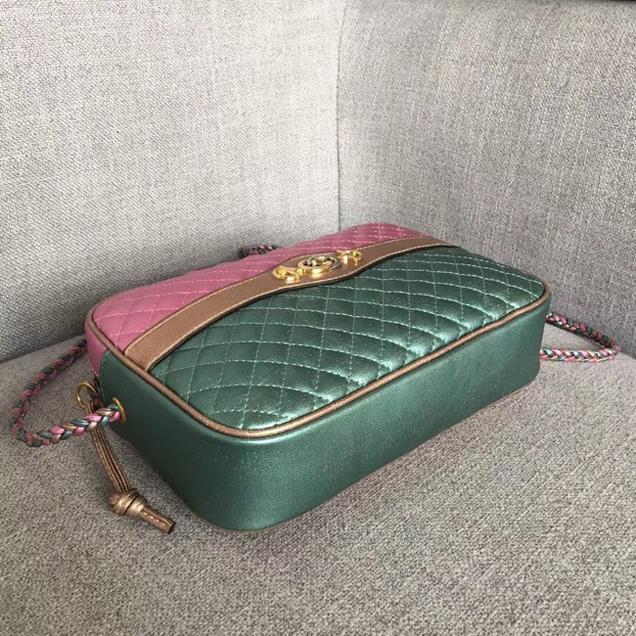 Gucci Small Laminated Leather Shoulder Bag for Women - Blue & Pink Crossbody Purse, Perfect for Work, Travel & Evening Out