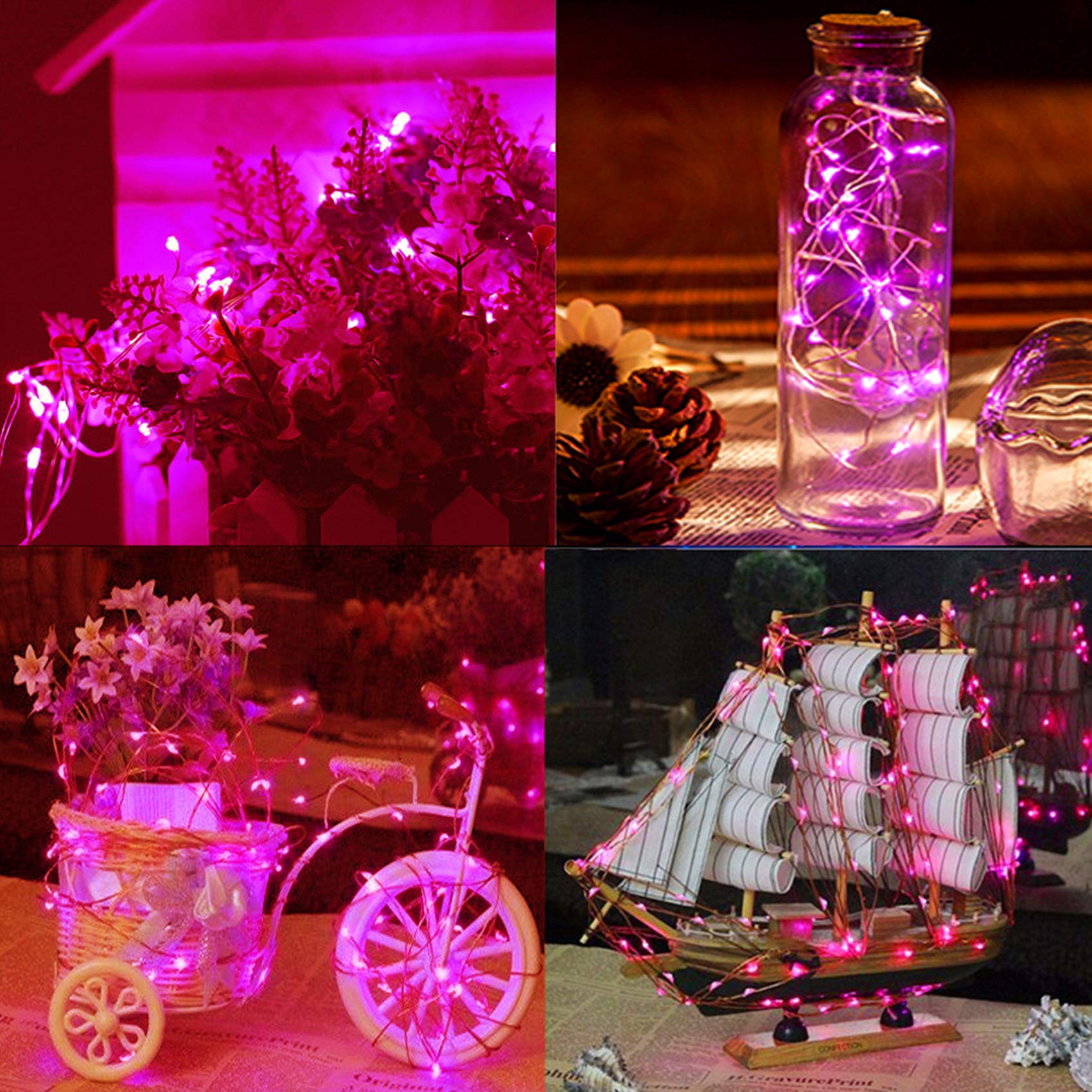 500 LED Dimmable Silver Wire String Lights - 165Ft Remote Controlled Fairy Lights for Christmas, Wedding, Party Decor | Waterproof Outdoor & Indoor Use (Pink) - Perfect for Bedroom, Garden, Patio and Holiday Lighting