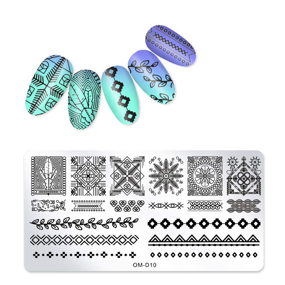 5Pcs Nail Stamp Plates Set - DIY Nail Art Stamping Kit with Animals, Leaves, Flowers, Fruits & Geometric Designs - Professional Manicure Accessories for Home Salon & Party Nail Decoration