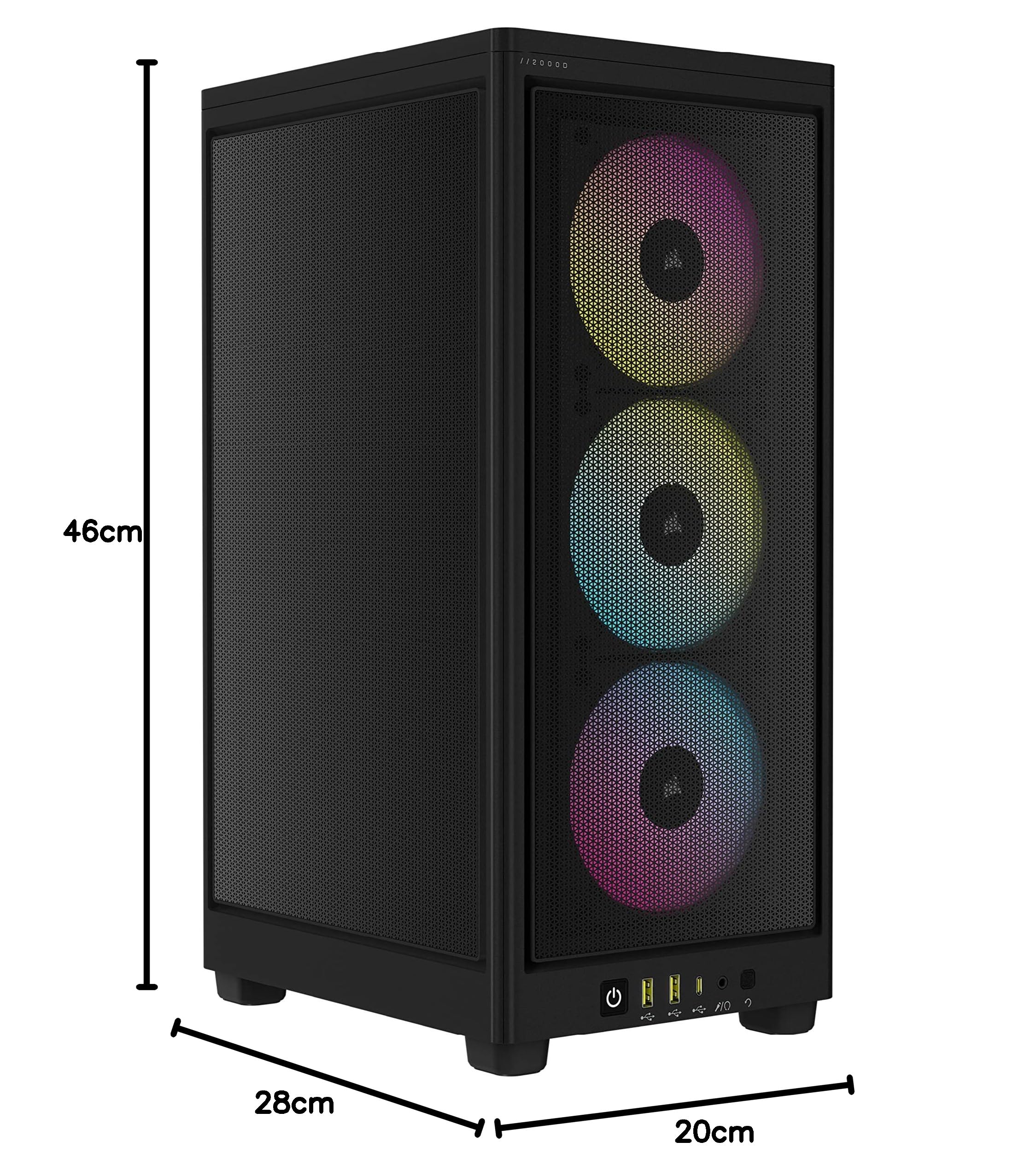 Corsair iCUE 2000D RGB Airflow Mini-ITX PC Case - Compact Steel Mesh Gaming Case with 3X AF120 RGB Slim Fans & iCUE Lighting Control - Perfect for Small Form-Factor Gaming Rigs & Home Theater PCs (HTPC) - Black