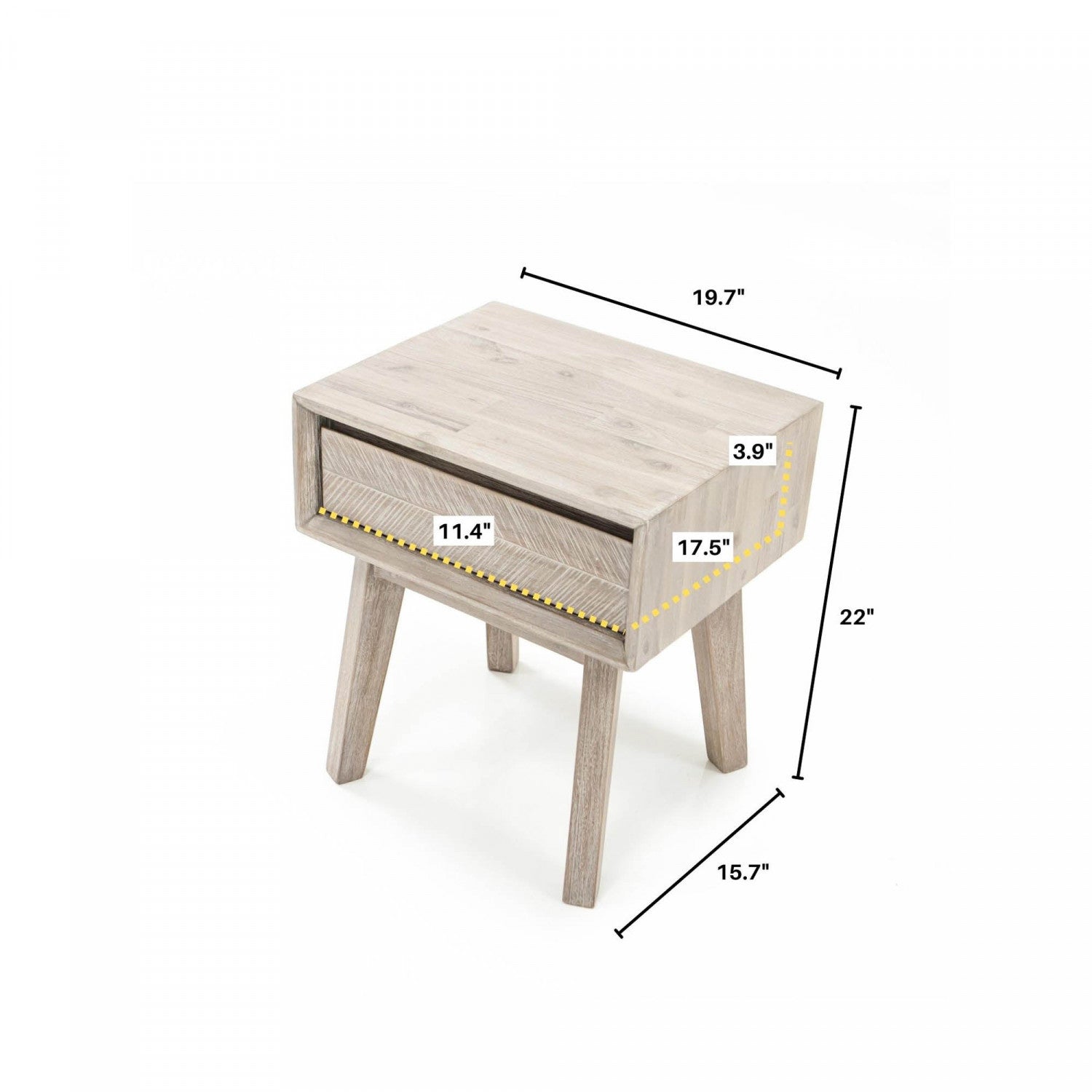 Abenra 1 Drawer Nightstand - Light Driftwood Finish Bedside Table for Bedroom, Compact Storage Side Table with Drawer - Perfect for Small Spaces, Apartments & Guest Rooms