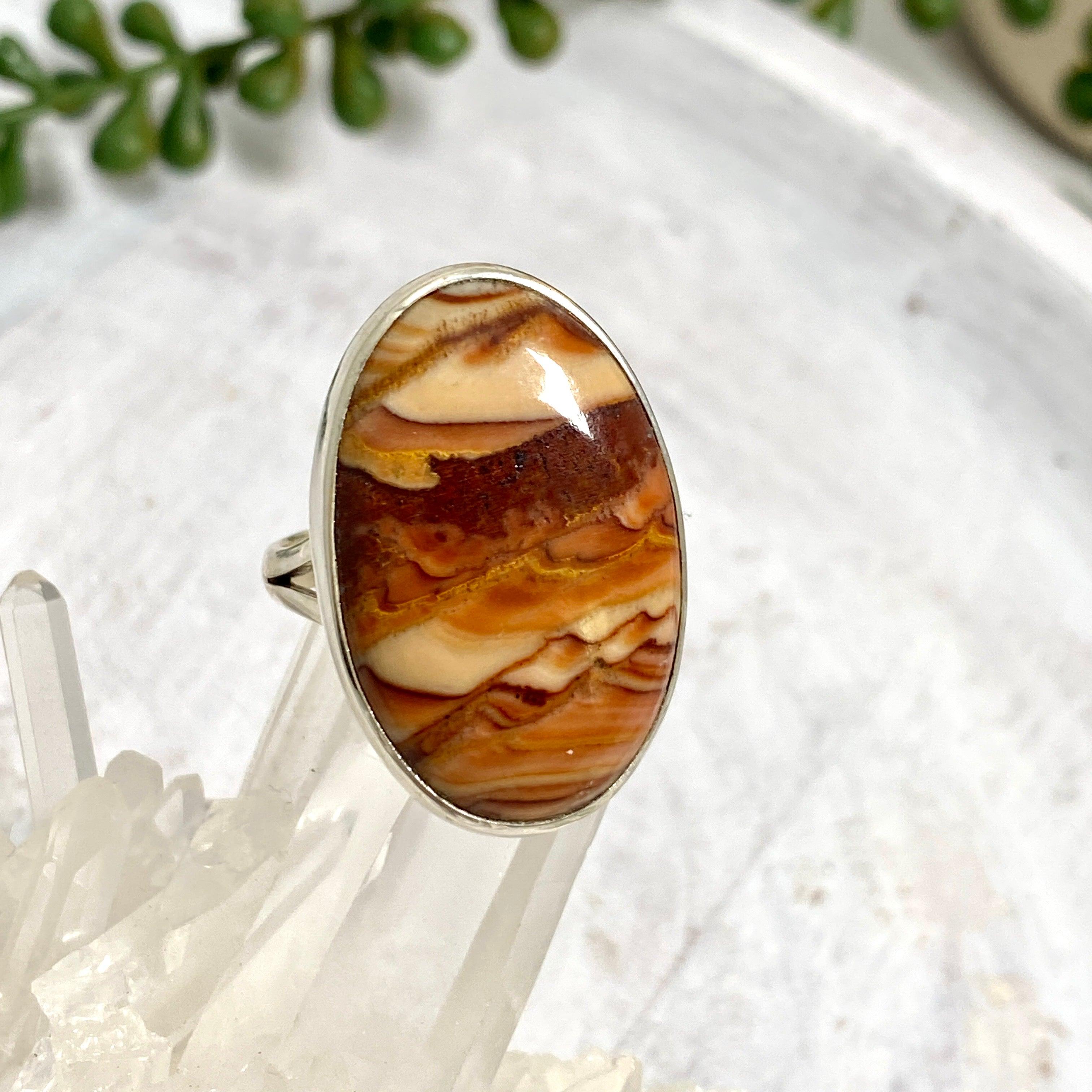 Dolomite Oval Ring Size 9 - KRGJ1686 | Elegant Gemstone Jewelry for Women, Perfect for Weddings, Parties & Special Occasions