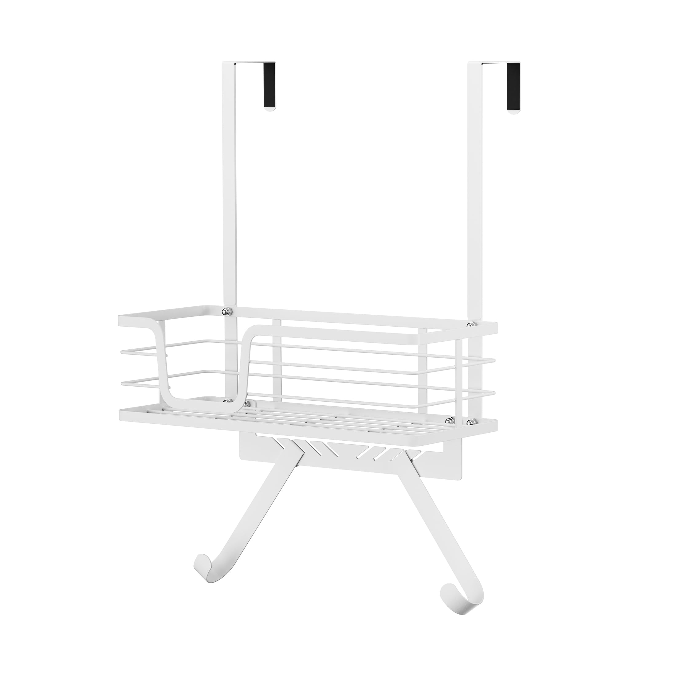 KES Over The Door Ironing Board Hanger - White Y & T Shaped Iron Board Holder with Storage Shelf for 1 3/4 Inch Doors (HIR501B-WH) - Space Saving Laundry Room & Closet Organization Solution