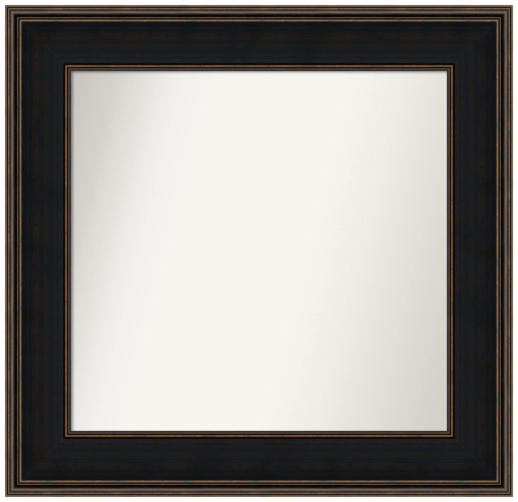 Amanti Art Custom Wall Mirror 30.5x31.5 Inch - Mezzanine Espresso Wood Frame - Non-Beveled Edge - Multiple Size Options - Bathroom, Living Room, Bedroom Decor - Black & Brown Finish - Perfect for Vanity, Entryway, and Home Decor