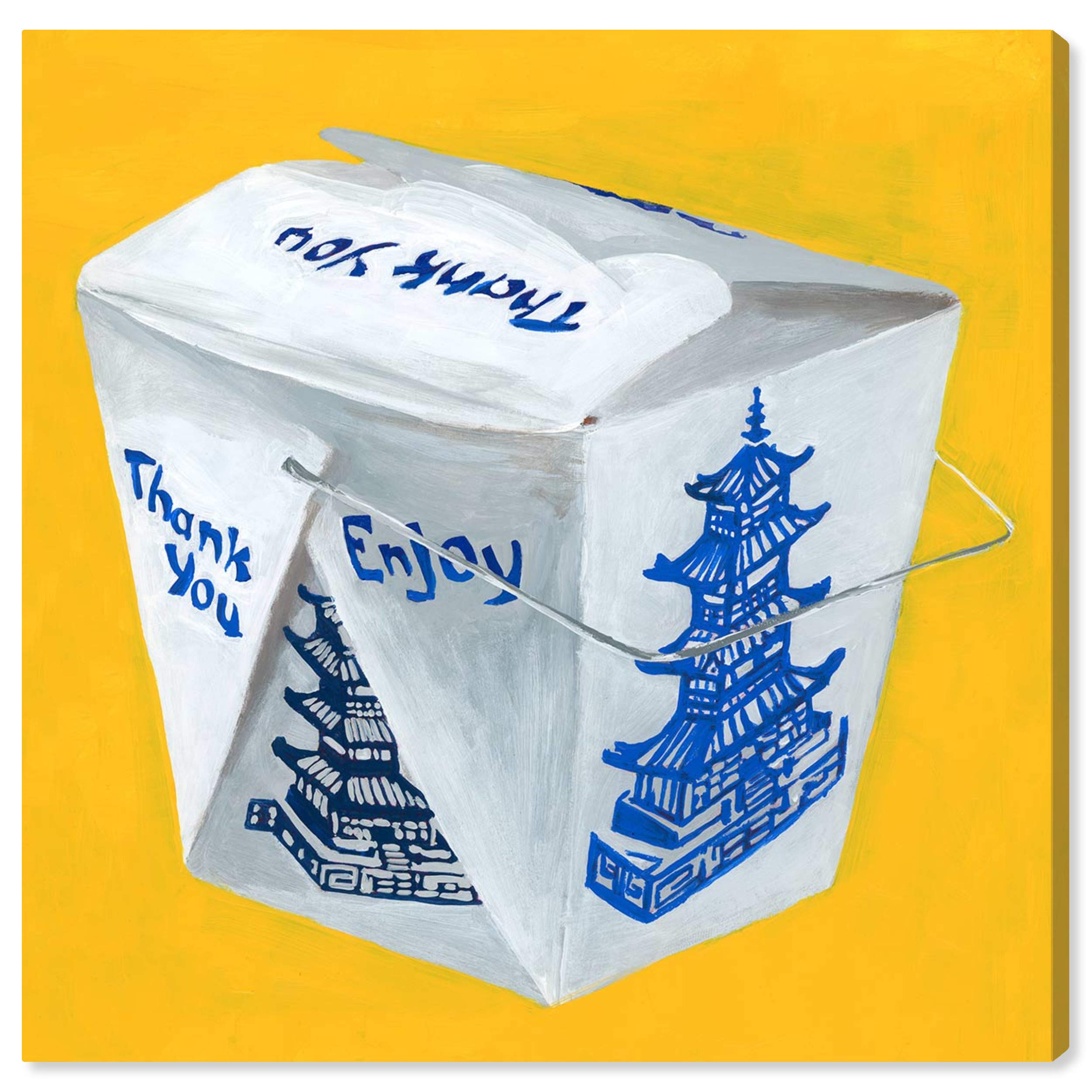 Oliver Gal Artist Co. Porcelain Take Out Box Wall Art Canvas Print - 24x24 Inch Yellow & Blue World Map Home Decor - Perfect for Kitchen, Dining Room & Asian-Themed Interior Design