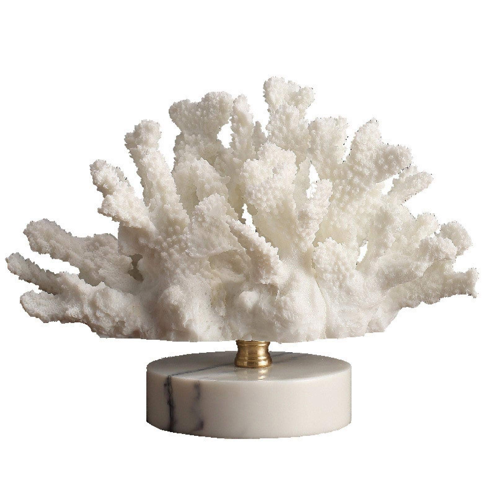 Modern White Coral Resin Sculpture with Marble Base - Elegant Home Desk & Bathroom Decoration, Living Room Furnishing, Wedding Gift Idea for Housewarming & Anniversary