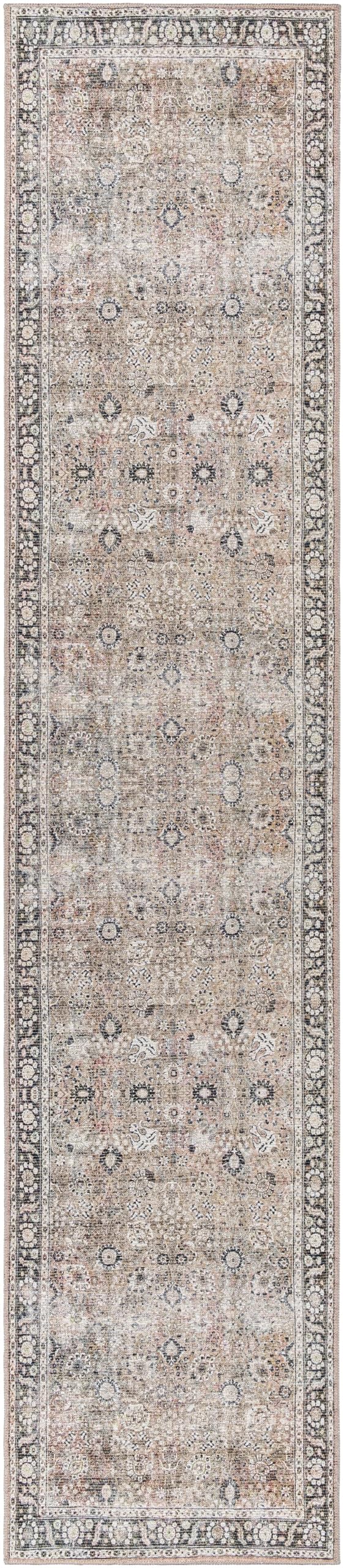 Mark&Day Machine Washable 3x10 Runner Rug - Traditional Brown & Cream Striped Hallway Carpet for Kitchen, Bedroom, Living Room | Non-Slip Long Beach Design (2'7