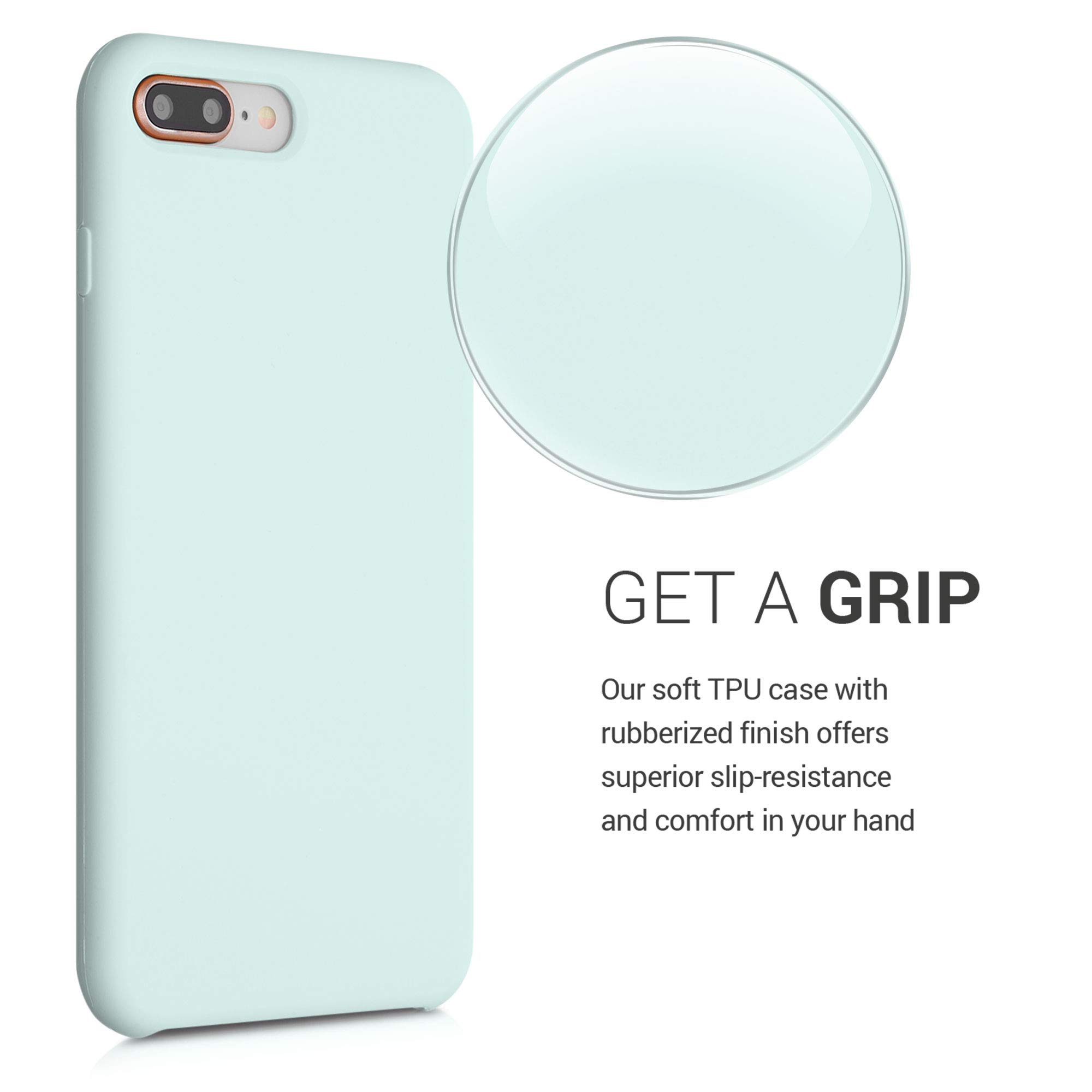 kwmobile Shockproof TPU Silicone Case for Apple iPhone 7 Plus/iPhone 8 Plus - Soft Protective Phone Cover in Cool Mint - Perfect for Everyday Use & Outdoor Activities