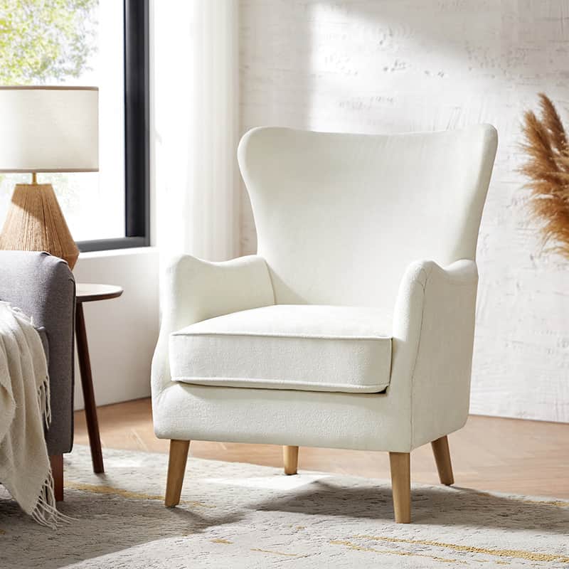 Dorothy Upholstered Armchair with Solid Rubber Wood Frame & Sturdy Legs - Perfect for Living Room, Bedroom, or Home Office Seating