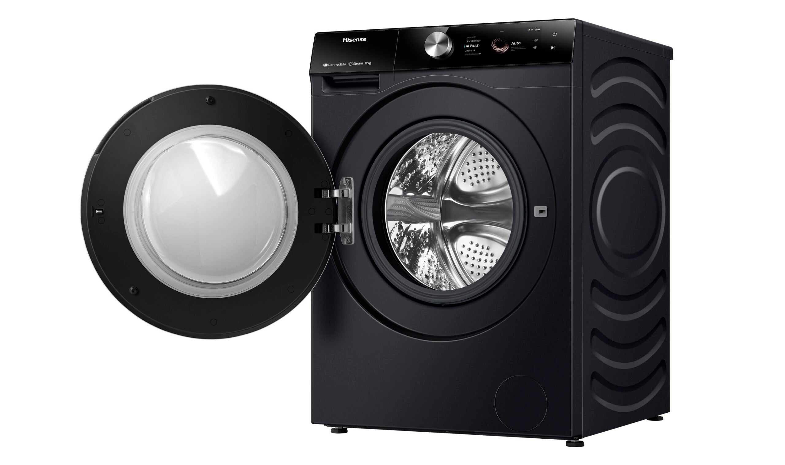 Hisense 12kg Series 9 Front Load Washing Machine - Energy Efficient, Quiet Operation, Charcoal Black (HWFS1214PB) - Perfect for Apartments, Laundry Rooms & Small Homes