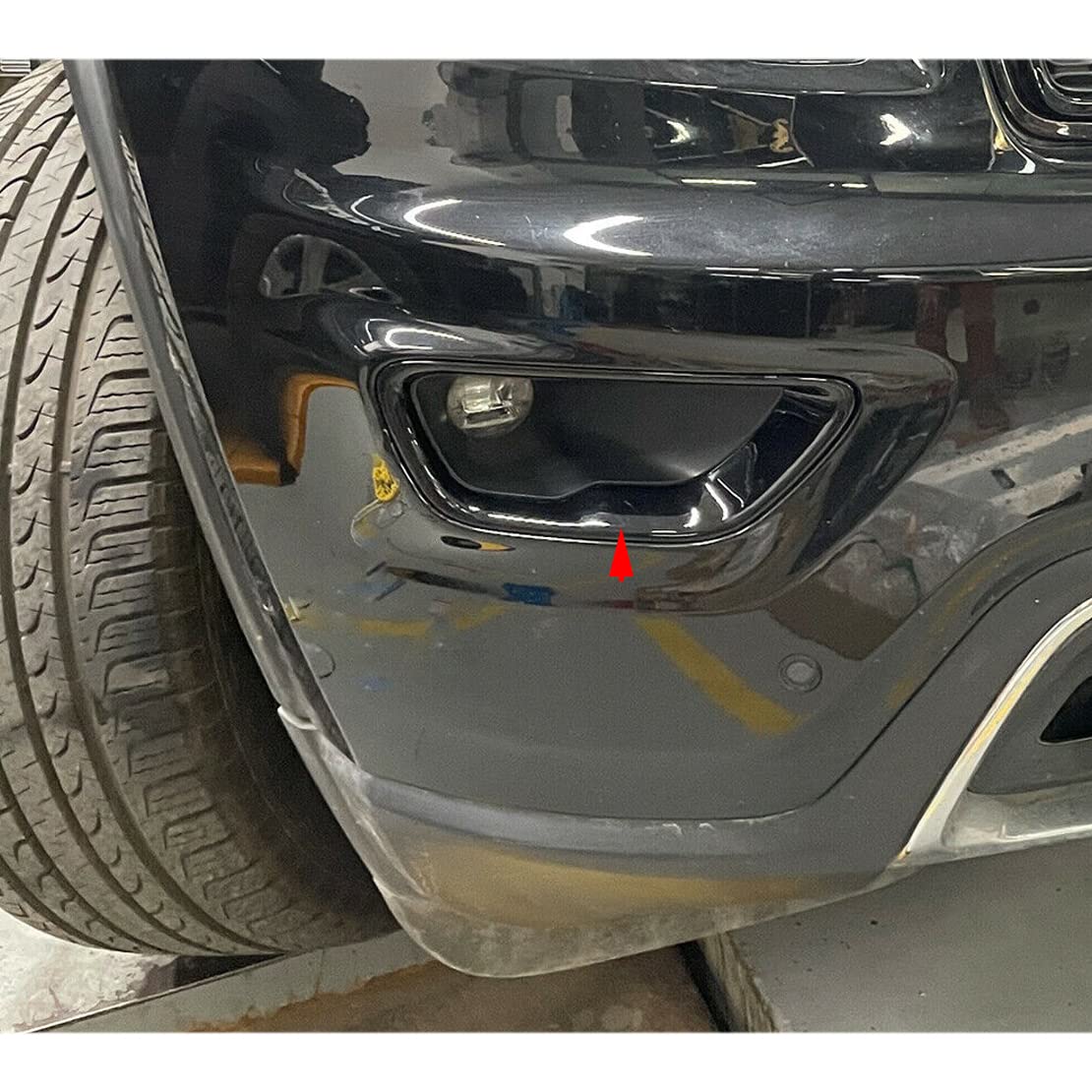 Glossy Black Front Fog Light Cover & Frame Trim for Jeep Grand Cherokee 2017-2021 - Durable Replacement for Fog Lamp Protection & Style Upgrade - Perfect for Off-Roading & Night Driving