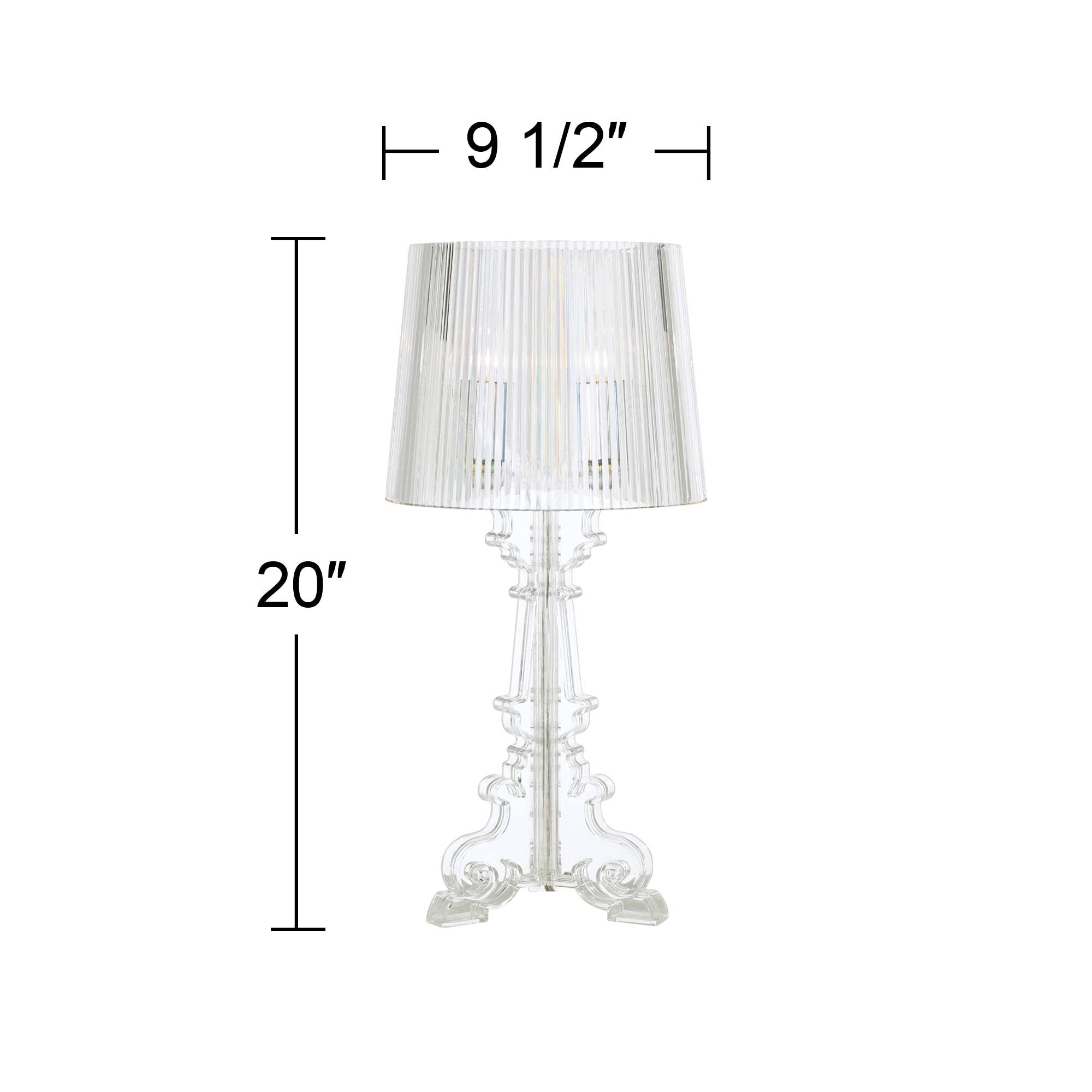 360 Lighting Baroque Antique Victorian Style Accent Table Lamps - Set of 2 Clear Acrylic See-Through Base with Drum Shade, 20