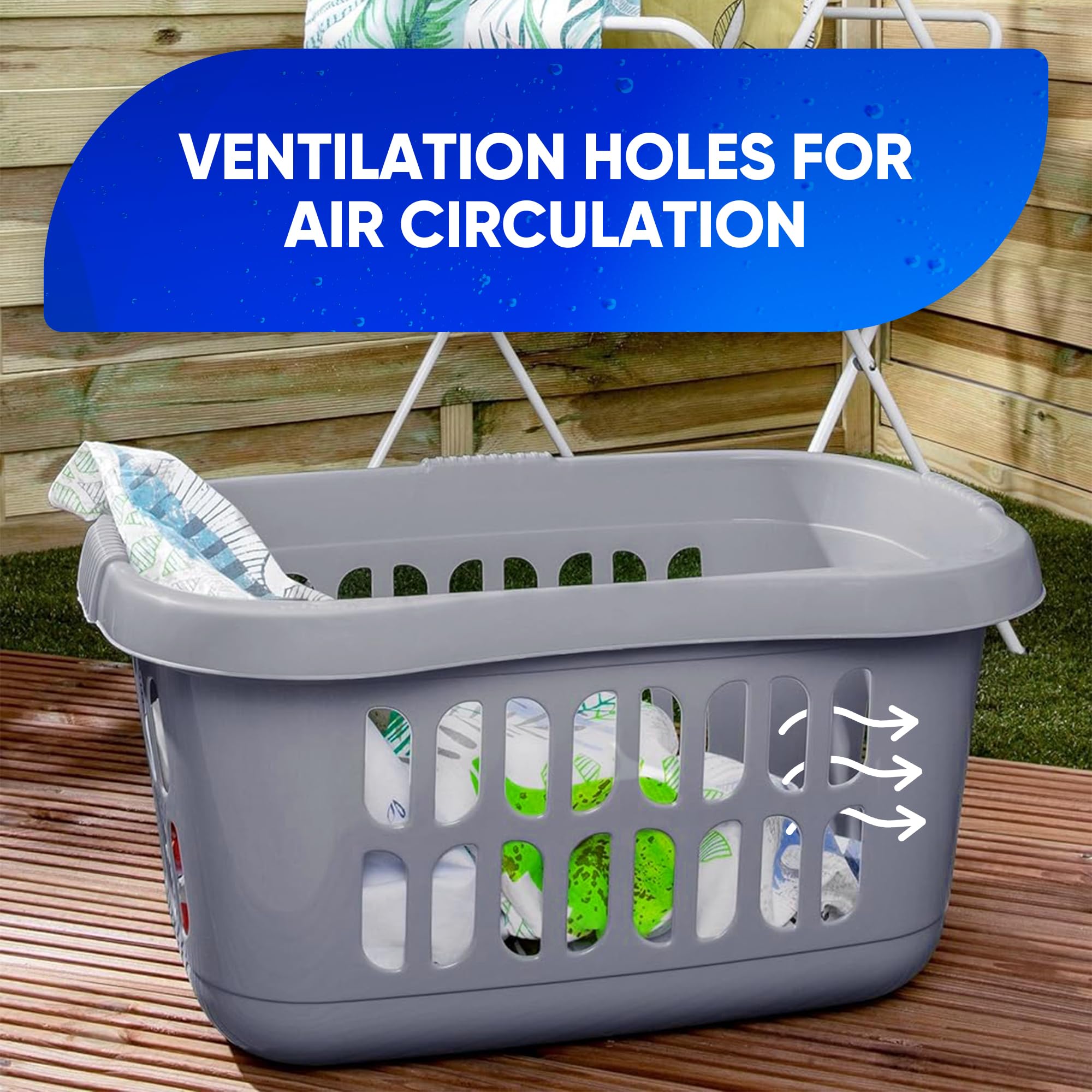 Large Plastic Laundry Basket with Comfortable Handles - Space Saving Storage Solution for Clothes, Bathroom & Household | Perfect for Laundry Room, Dorm, Apartment & Closet Organization