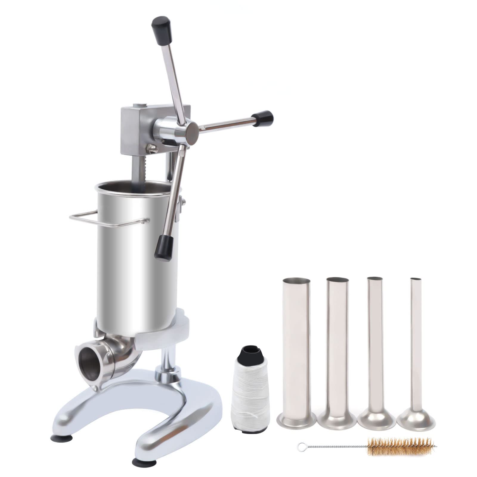 Fetcoi 2L/2.2lbs Manual Sausage Stuffer with 4 Stainless Steel Tubes - Vertical Meat Filler for Homemade Sausage, Bratwurst & Italian Sausage - Perfect for Home Kitchens, Butcher Shops & BBQ Parties