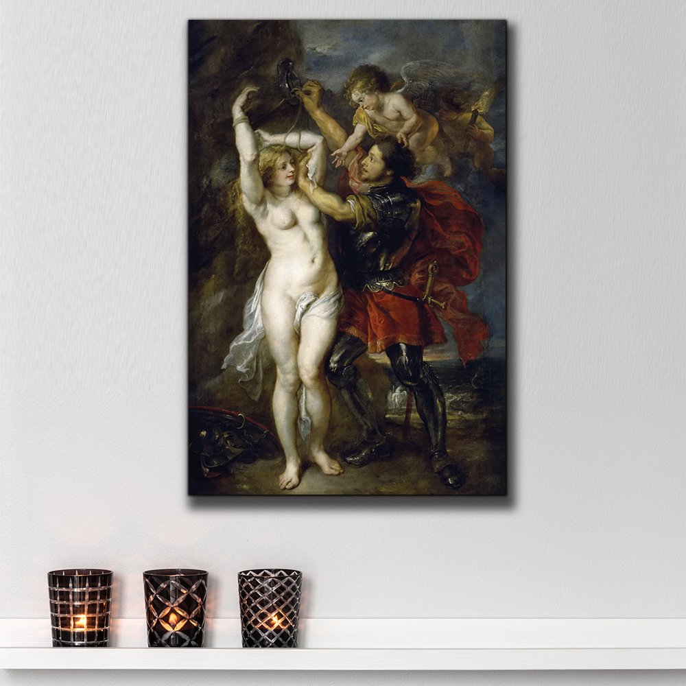 Wall26 - Peter Paul Rubens Baroque Style Oil Painting 'Perseus Liberating Andromeda' - Angels, Catholic & Christian Art - 32x48 Inch Canvas Wall Decor for Living Room, Bedroom & Office