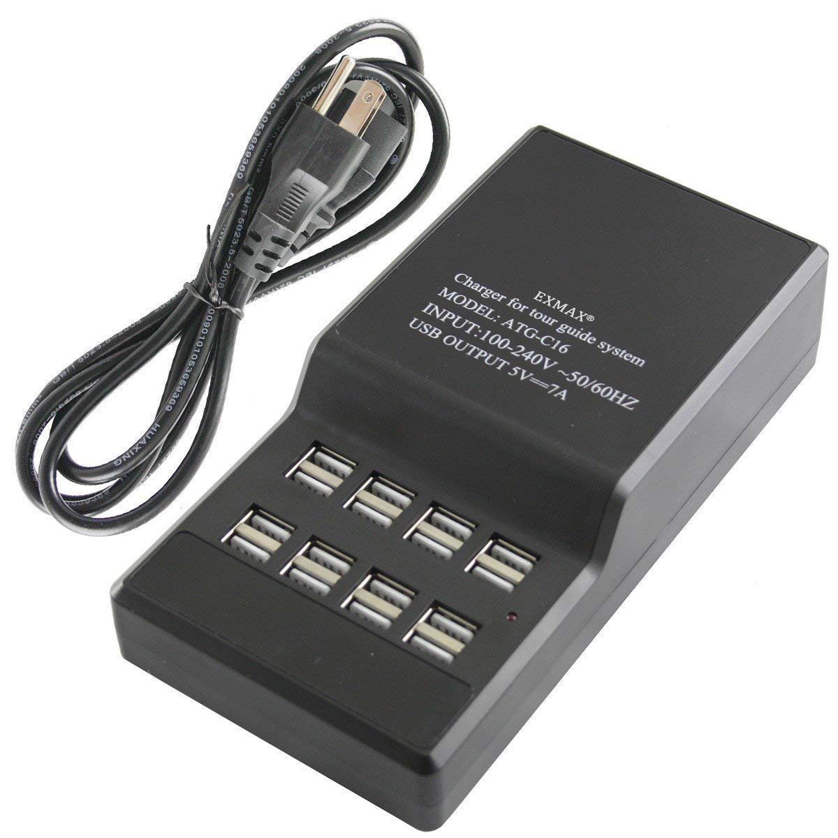 EXMAX® ATG-100T Wireless Tour Guide System - 195-230MHz Voice Transmission with 1 Transmitter & 10 Receivers - Includes Charging Base for Church, Translation, Silent Conference, Travel & Training - Ideal for Group Tours, Museum Guides, and Educational Presentations
