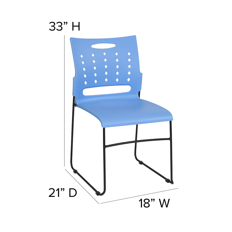 FLASH HERCULES Series 881 lb Capacity Black Sled Base Stackable Chair with Air Vent Back - Heavy Duty Folding Chairs for Events, Banquets, and Conference Rooms