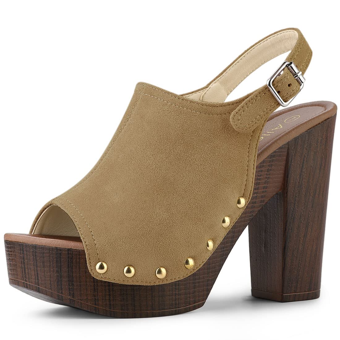 Allegra K Women's Open Toe Slingback Platform Sandals with Chunky Heels - Comfortable Dressy Heeled Sandals for Summer, Parties & Weddings