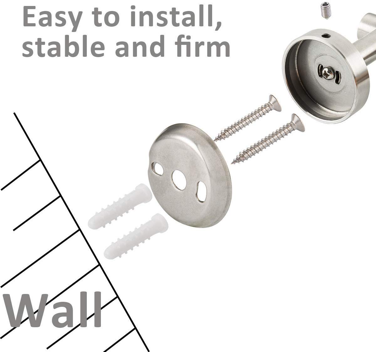4-Piece Brushed Nickel Towel Bar Set - SUS304 Stainless Steel Bathroom Hardware Accessory with Towel Rod, Toilet Paper Holder & Double Robe Hook - Perfect for Modern Bathrooms, Spas and Luxury Hotels