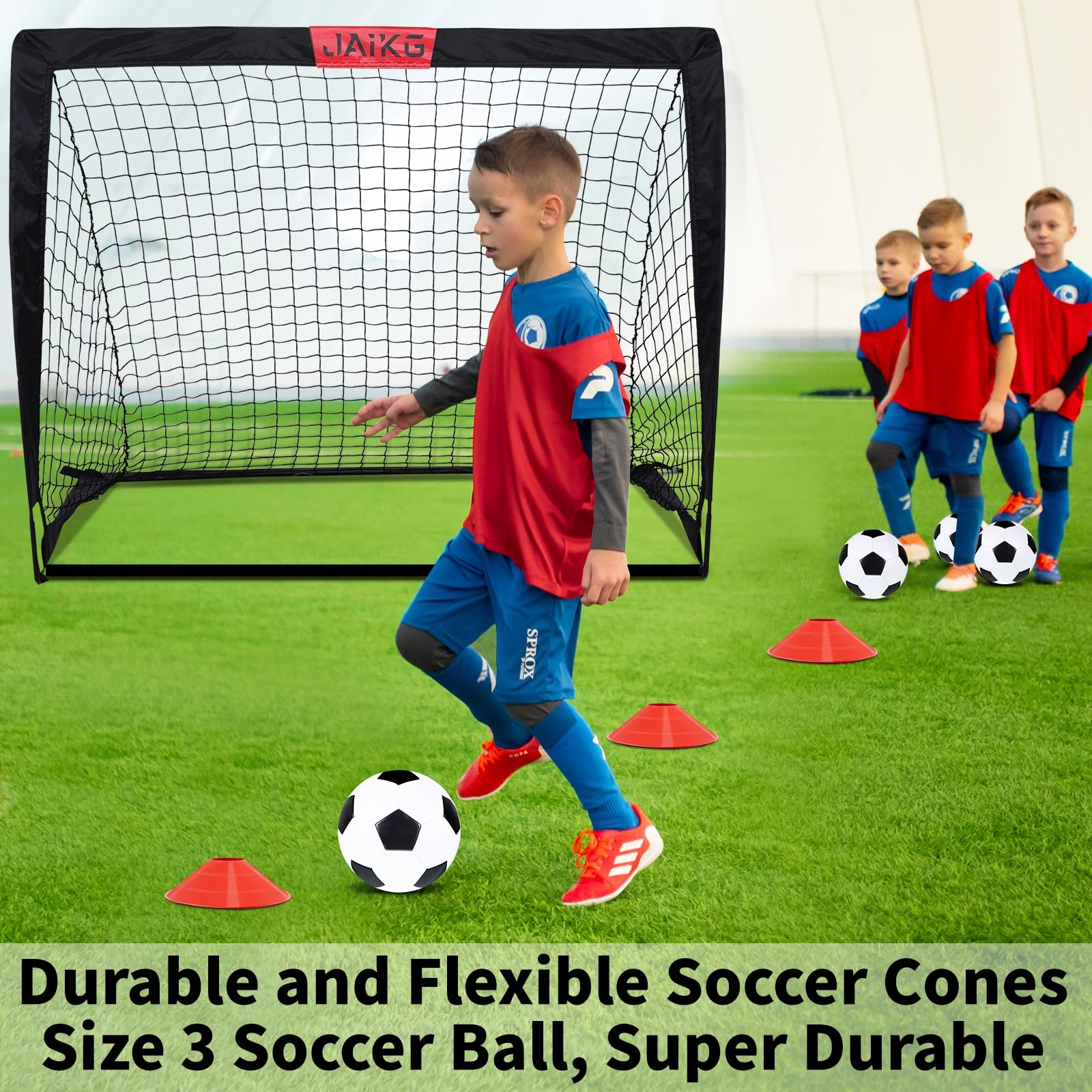 Portable Pop Up Soccer Goals for Kids - 2 Pack (4x3ft & 6x4ft) with Adjustable Agility Ladder, Soccer Ball & 8 Cones - Perfect for Backyard Soccer Training, Youth Practice & Team Drills - Great for Outdoor Games, Birthday Parties, PE Classes & Family Activities - Ideal for Backyard Fun, Soccer Drills, School Sports & Summer Camp Activities