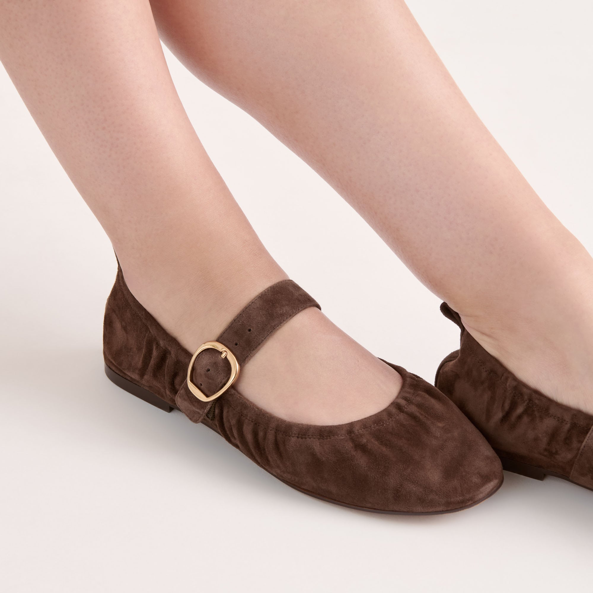 CAELY Women's DK Brown Suede Ballet Flats - Comfortable & Stylish Shoes for Work, Casual Wear & Travel