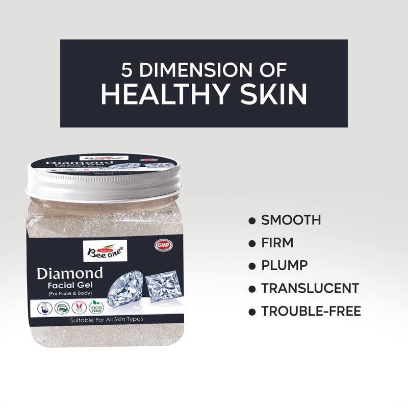 BEE ONE Diamond Facial Gel - 350ml Hydrating & Brightening Face Moisturizer for Glowing Skin | Perfect for Daily Skincare Routine & Nighttime Hydration