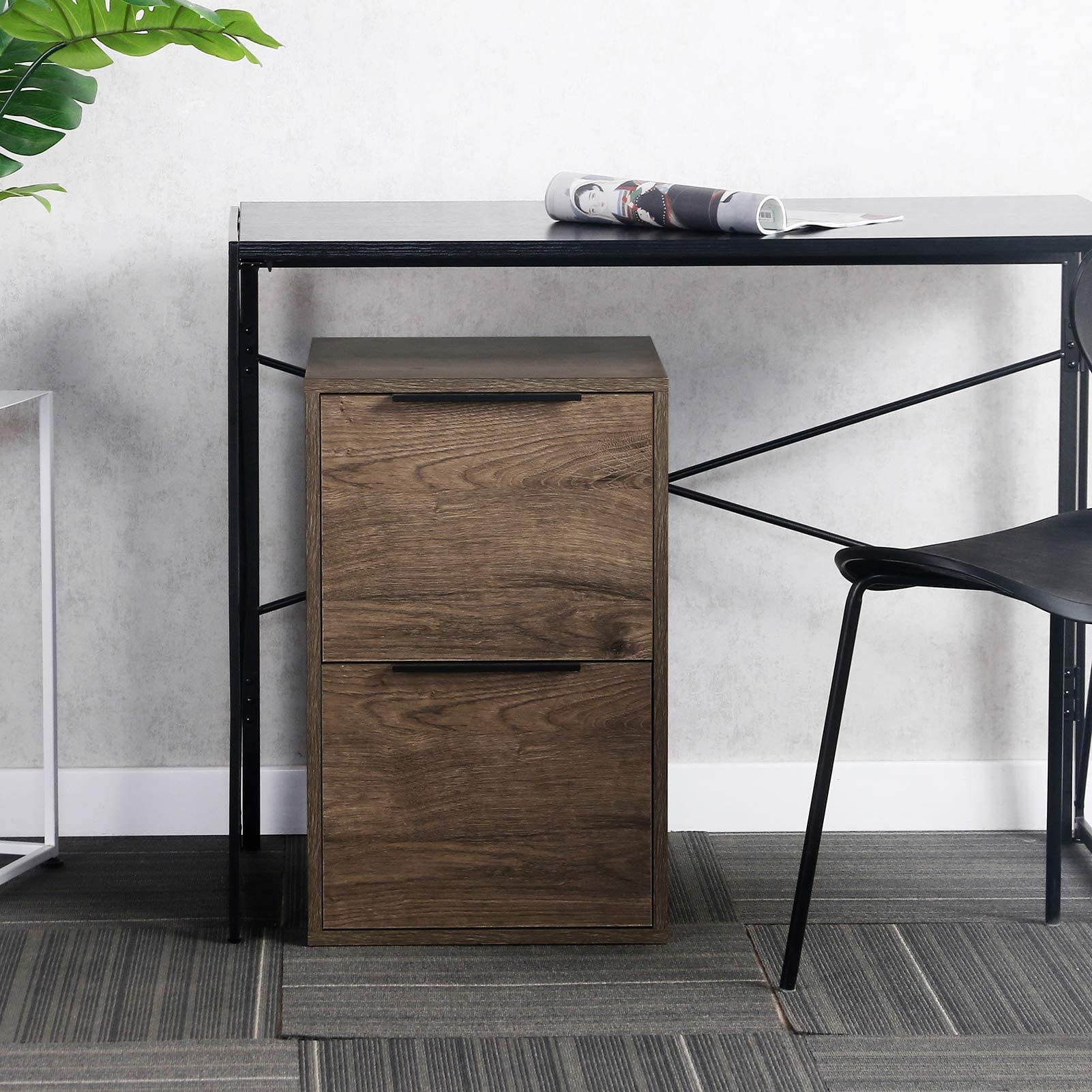 LUCYPAL 2-Drawer Wood File Cabinet - Letter Size Wooden Storage Cabinet with Hanging Bars for Home Office Organization | Under Desk Storage Solution | Easy Assembly Required (Grey) | Perfect for Office, Study Room & Home Workspace