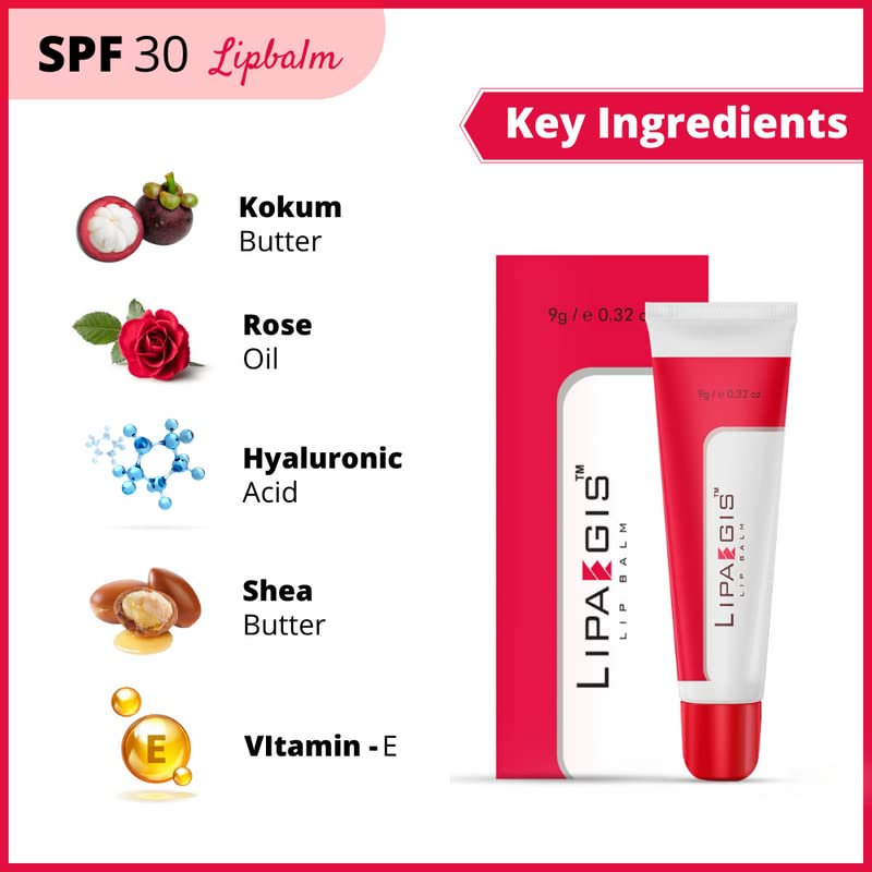 LIPAEGIS SPF 30 Lip Balm for Dry Cracked Lips - Dark to Light Pigmentation Care with Rose Oil, Vitamin E & Shea Butter | Moisturizing Treatment for Sun Damaged Lips | Perfect for Outdoor Activities, Hiking & Daily UV Protection